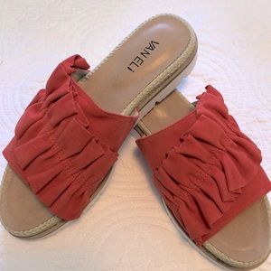 Cute slides with ruffled vamp